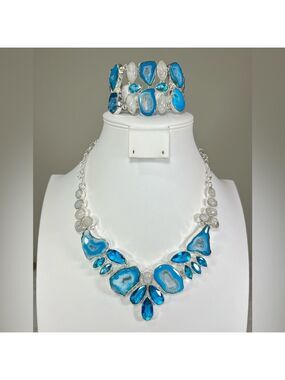 Blue Solar Quartz Moonstone 925 Gemstone Necklace ONLY